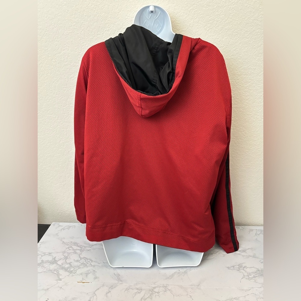 VTG Windbreaker Track Suit Top Womens XL Red Black Reversible Full Zip - Picture 4 of 7